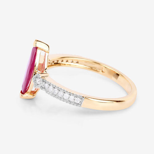 1.01 Carat Ruby and Diamond 14K Yellow Gold Engagement Ring