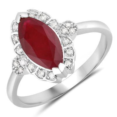 1.54 Carat Ruby and Diamond 14K White Gold Engagement Ring