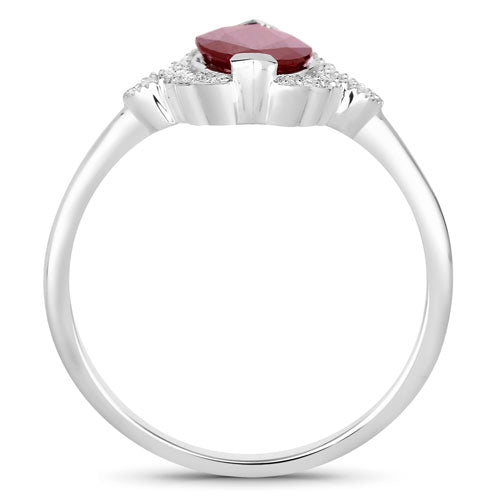 1.54 Carat Ruby and Diamond 14K White Gold Engagement Ring