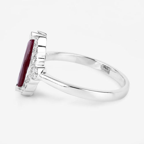 1.54 Carat Ruby and Diamond 14K White Gold Engagement Ring