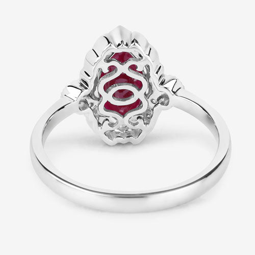 1.54 Carat Ruby and Diamond 14K White Gold Engagement Ring