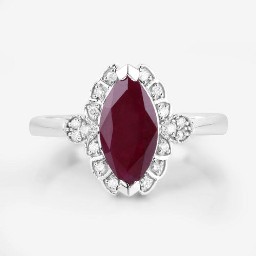 1.54 Carat Ruby and Diamond 14K White Gold Engagement Ring
