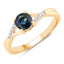 0.88 Carat Blue Sapphire & White Diamond 14K Yellow Gold Ring
