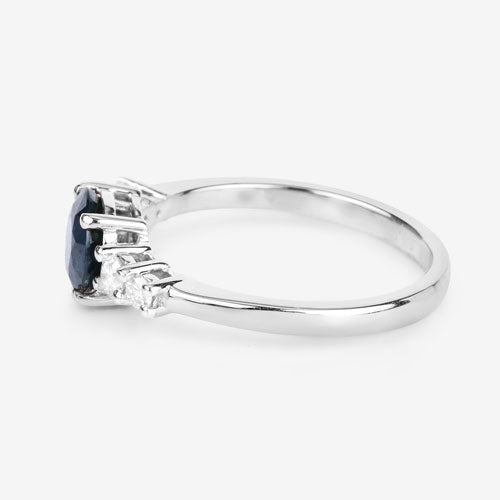 1.38 Carat Blue Sapphire & Diamond 14K White Gold Engagement Ring