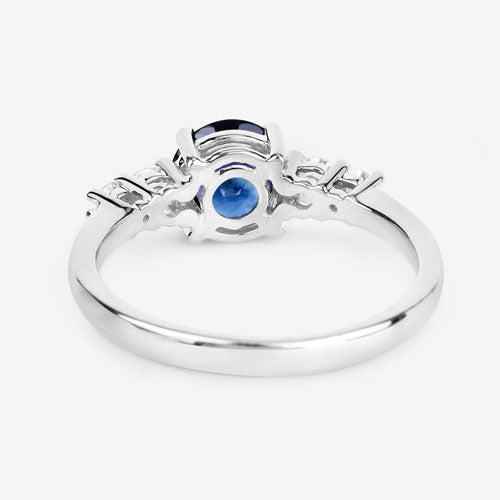 1.38 Carat Blue Sapphire & Diamond 14K White Gold Engagement Ring
