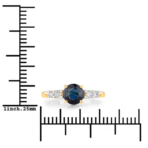 Anillo de Compromiso de Zafiro Azul y Diamante de 1.38 Quilates en Oro Amarillo de 14K