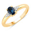 Bague en or jaune 14K avec saphir bleu et diamants de 0,84 carat