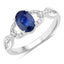 Bague de fiançailles en saphir bleu et diamant de 1,12 carat en or blanc 14K