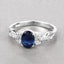 Bague de fiançailles en saphir bleu et diamant de 1,12 carat en or blanc 14K
