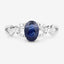Bague de fiançailles en saphir bleu et diamant de 1,12 carat en or blanc 14K