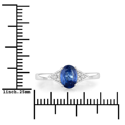 1.01 Carat Blue Sapphire & Diamond 14K White Gold Engagement Ring