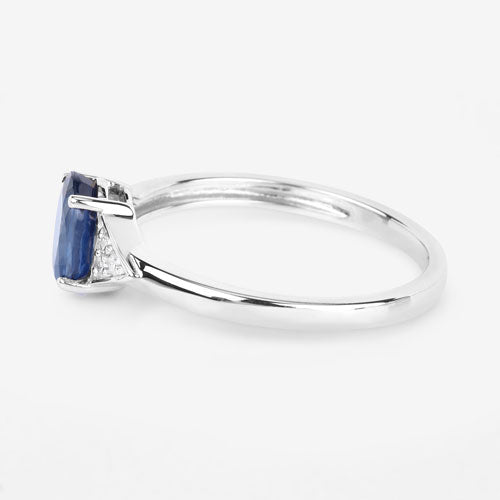 1.01 Carat Blue Sapphire & Diamond 14K White Gold Engagement Ring