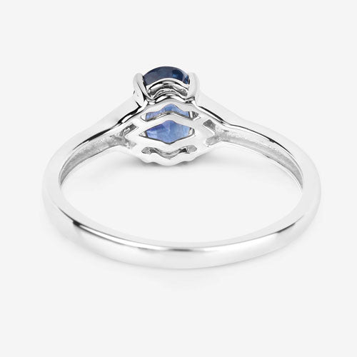 1.01 Carat Blue Sapphire & Diamond 14K White Gold Engagement Ring