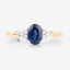 Bague en or jaune 14K avec saphir bleu et diamants de 1,01 carat