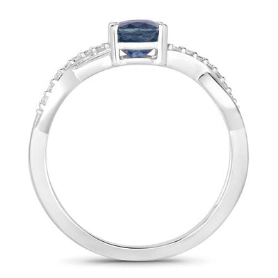 Bague de fiançailles en or blanc 14K avec saphir bleu et diamants de 1,04 carat