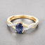Bague de fiançailles en saphir bleu et diamant de 1,04 carat en or jaune 14K