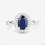 Bague de fiançailles en or blanc 14K avec saphir bleu et diamants de 1,84 carat