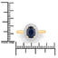 Bague Halo en Saphir Bleu et Diamants de 1,84 Carat en Or Jaune 14K
