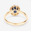Bague Halo en Saphir Bleu et Diamants de 1,84 Carat en Or Jaune 14K