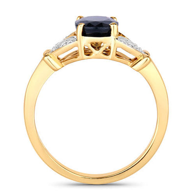 1.62 Carat Blue Sapphire and Diamond 14K Yellow Gold Ring