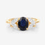 Bague en or jaune 14K avec saphir bleu et diamants de 1,62 carat