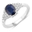 Bague en or blanc 14K avec saphir bleu et diamants de 1,73 carat