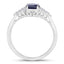 Bague en or blanc 14K avec saphir bleu et diamants de 1,73 carat