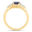 Anillo de Compromiso de Zafiro Azul y Diamante de 1.73 Quilates en Oro Amarillo de 14K