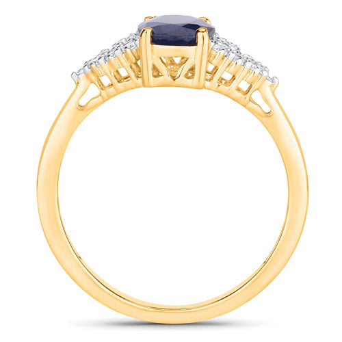 Anillo de Compromiso de Zafiro Azul y Diamante de 1.73 Quilates en Oro Amarillo de 14K