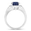 Anillo de Compromiso de Zafiro Azul y Diamante de 3.31 Quilates en Oro Blanco de 14K