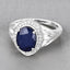 Anillo de Compromiso de Zafiro Azul y Diamante de 3.31 Quilates en Oro Blanco de 14K