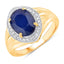 3.31 Carat Blue Sapphire and Diamond 14K Yellow Gold Engagement Ring