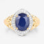 3.31 Carat Blue Sapphire and Diamond 14K Yellow Gold Engagement Ring