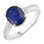 Bague de fiançailles en saphir bleu et diamant de 3,28 carats en or blanc 14K