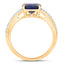 Anillo de Zafiro Azul y Diamante de 3.28 Quilates en Oro Amarillo de 14K