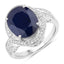 Bague de fiançailles en or blanc 14K avec saphir bleu de 6,52 carats et diamants