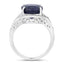 Bague de fiançailles en or blanc 14K avec saphir bleu de 6,52 carats et diamants