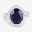 Bague de fiançailles en or blanc 14K avec saphir bleu de 6,52 carats et diamants