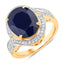 6.52 Carat Blue Sapphire & Diamond 14K Yellow Gold Engagement Ring