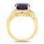 6.52 Carat Blue Sapphire & Diamond 14K Yellow Gold Engagement Ring