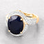 6.52 Carat Blue Sapphire & Diamond 14K Yellow Gold Engagement Ring