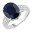 Anillo de Compromiso de Zafiro Azul y Diamante de 6.49 Quilates en Oro Blanco de 14K