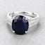 Anillo de Compromiso de Zafiro Azul y Diamante de 6.49 Quilates en Oro Blanco de 14K