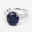 Anillo de Compromiso de Zafiro Azul y Diamante de 6.49 Quilates en Oro Blanco de 14K