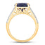 6.49 Carat Blue Sapphire & Diamond 14K Yellow Gold Engagement Ring