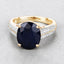 6.49 Carat Blue Sapphire & Diamond 14K Yellow Gold Engagement Ring