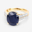 6.49 Carat Blue Sapphire & Diamond 14K Yellow Gold Engagement Ring