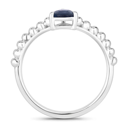 Bague de fiançailles en saphir bleu véritable de 0,50 carat en or blanc 14K