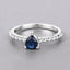 Bague de fiançailles en saphir bleu véritable de 0,50 carat en or blanc 14K
