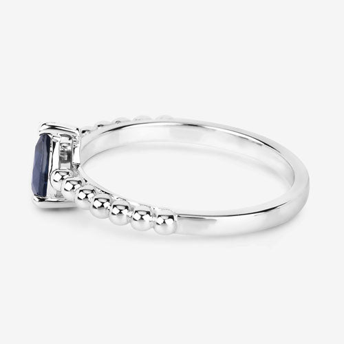 Bague de fiançailles en saphir bleu véritable de 0,50 carat en or blanc 14K